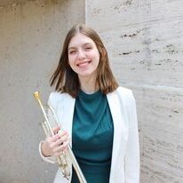 Katherine Schmit with trumpet